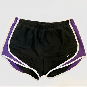 Nike Athletic Shorts, Black and White and Purple, Dri-Fit, Size S (women’s)
